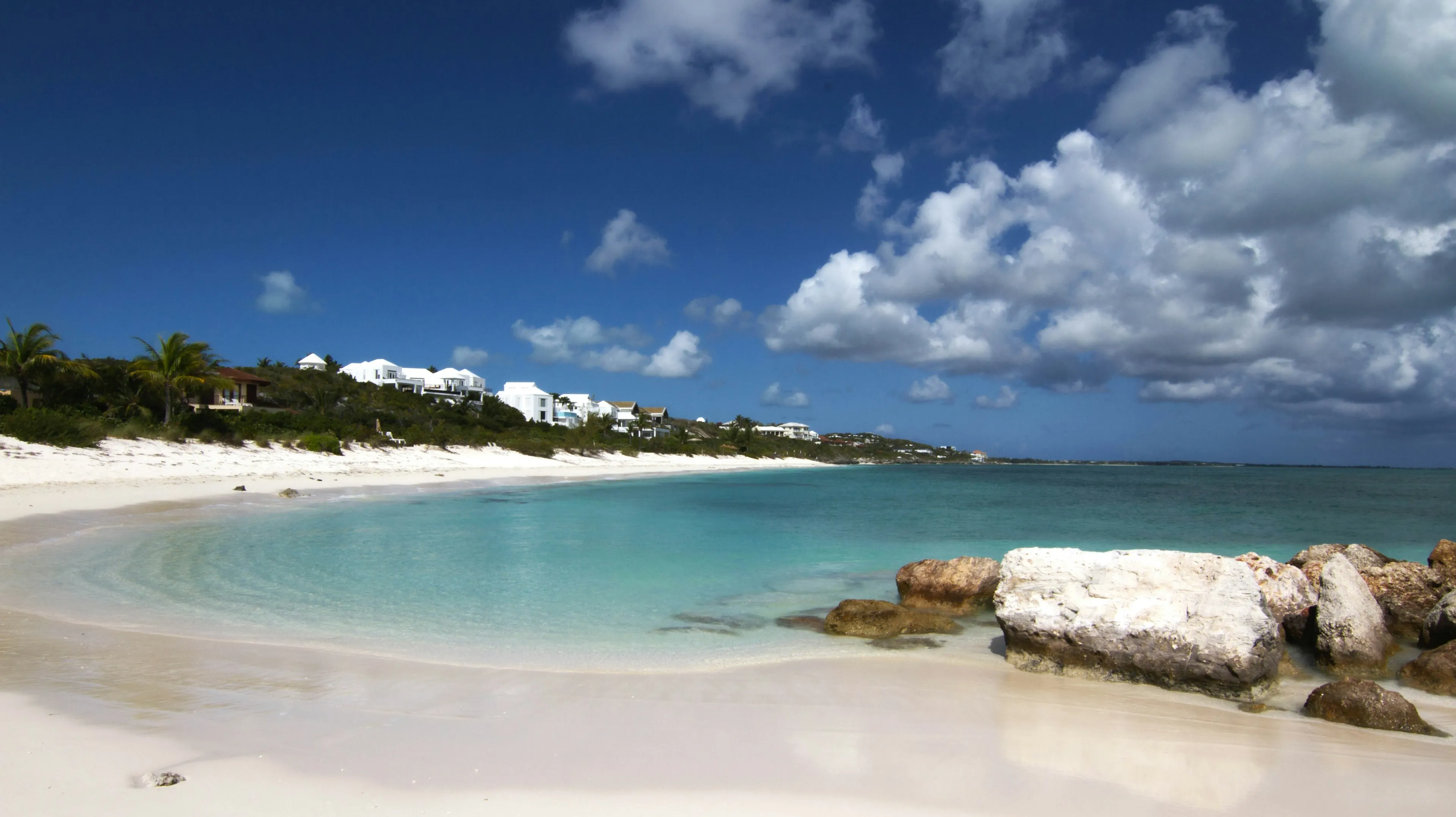 Tropical beach with turquoise water and white sand